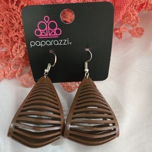 Paparazzi Striped Brown Earrings